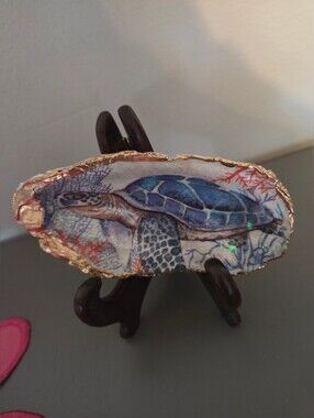 Handcrafted Oyster Jewlery Dish In Sea Turtle Design
